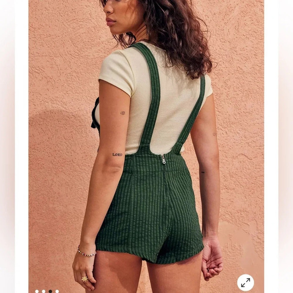 BDG Sadie Linen-Blend Dungarees Playsuit size large - Picture 4 of 16